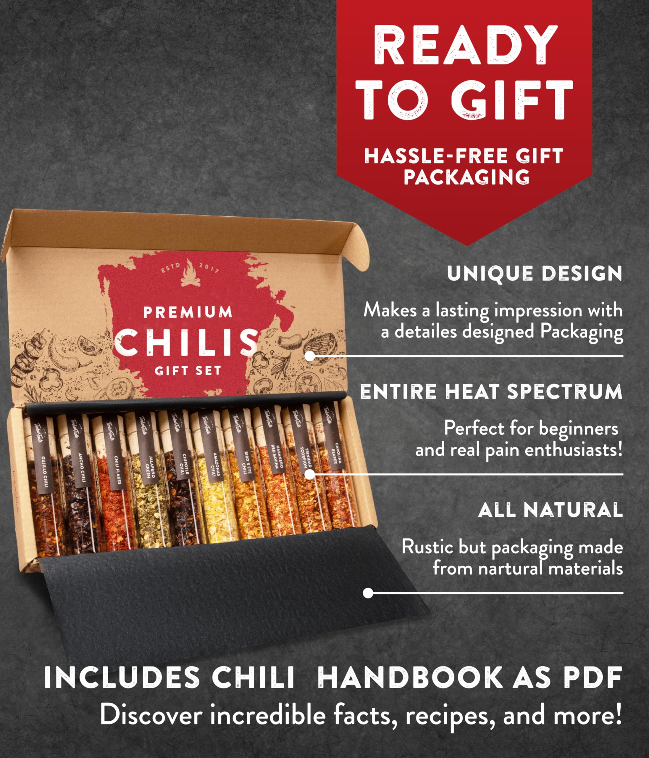 Timber Taste premium box with spice jars emphasizes flavor depth for home chefs