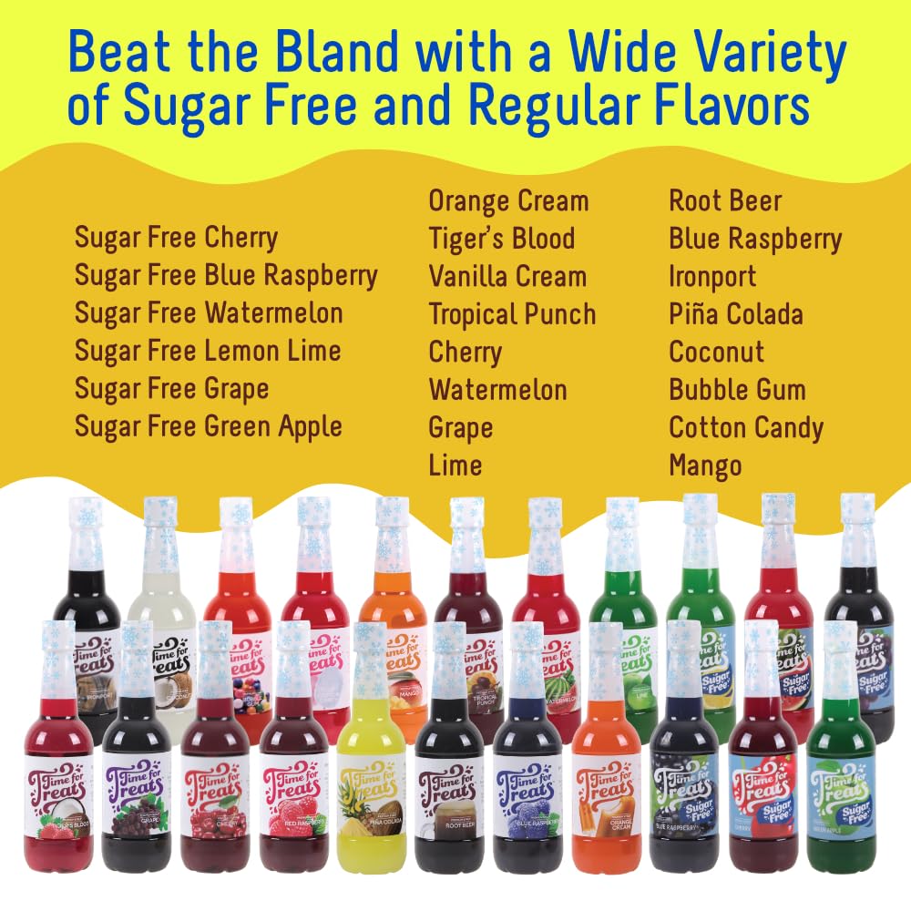 Time For Treats blue raspberry syrup bottle pour for easy serving.