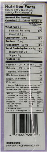 Tinkyada brown rice pasta ingredients highlight rice base for easy digestion.