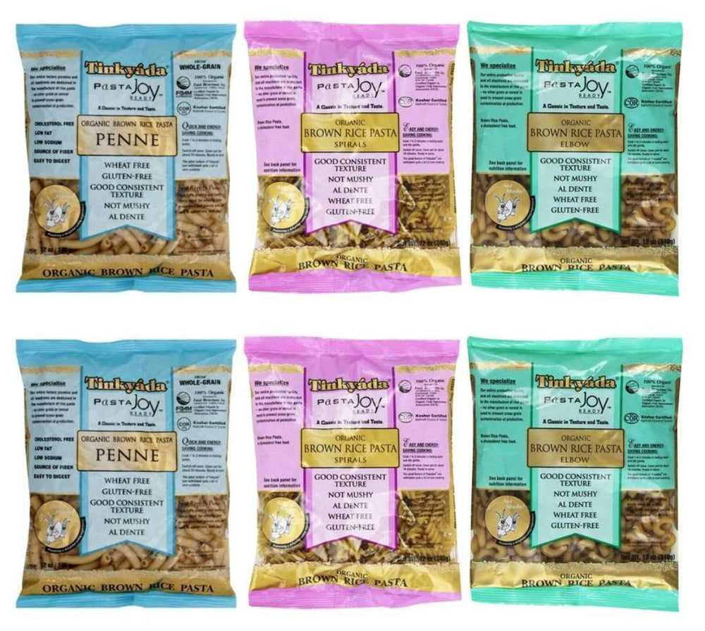 Tinkyada elbow pasta bundle shows gluten-free brown rice pasta ready for quick weeknight meals