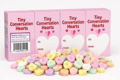Tiny Conversation Hearts bite-sized treats ready for desserts and snacking.