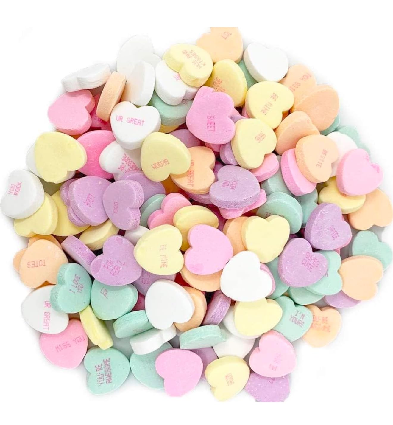 Party-ready Tiny Conversation Hearts for classroom exchanges and gifts.