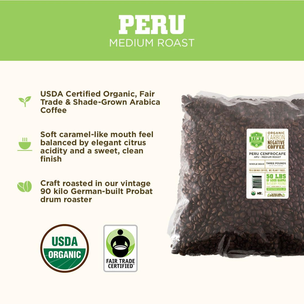 Tiny Footprint Coffee Peru APU beans ready for grind and pour-over