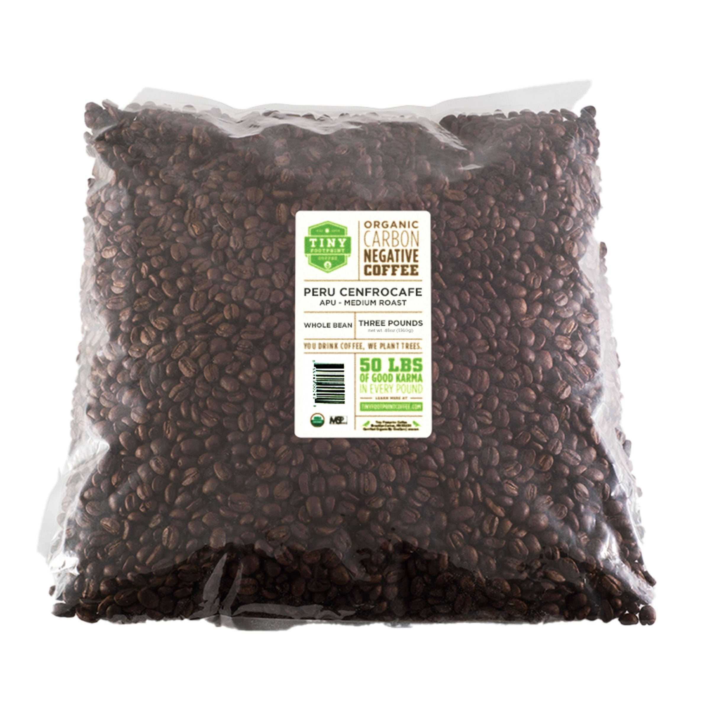 Tiny Footprint Coffee Peru APU beans for a smooth morning brew
