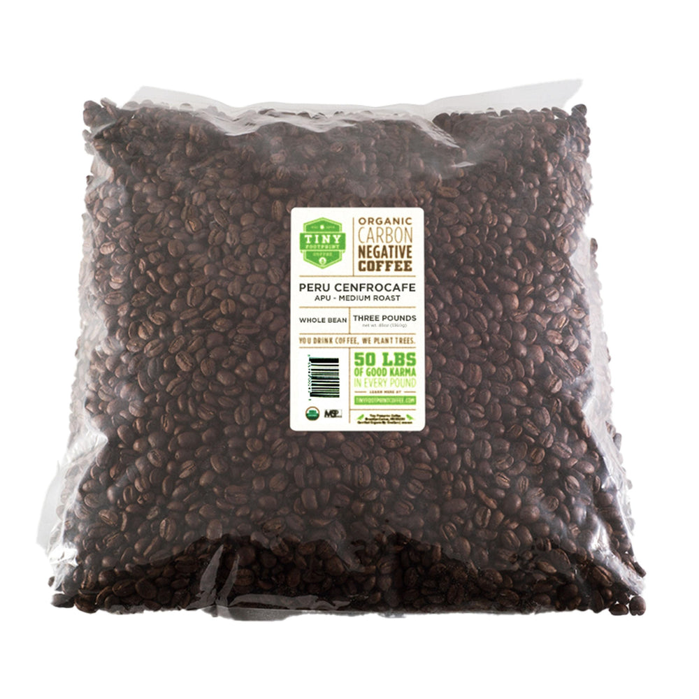 Tiny Footprint Coffee Peru APU beans for a smooth morning brew