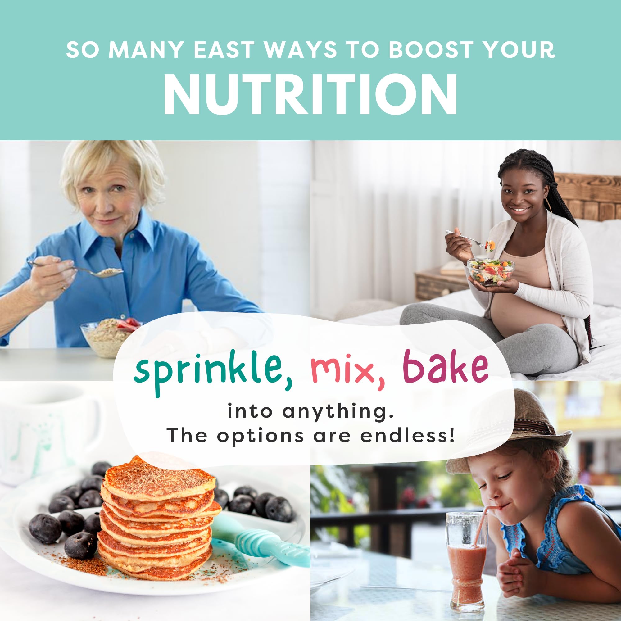 Tiny Sprouts kid-friendly smoothie featuring flaxseed boosters supports daily nutrition.