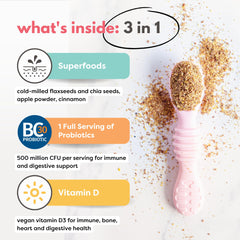 Tiny Sprouts probiotic and Vitamin D3 on packaging for daily nutrition.