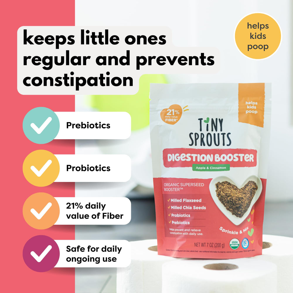 Spoon adding Tiny Sprouts to yogurt for a fiber boost.
