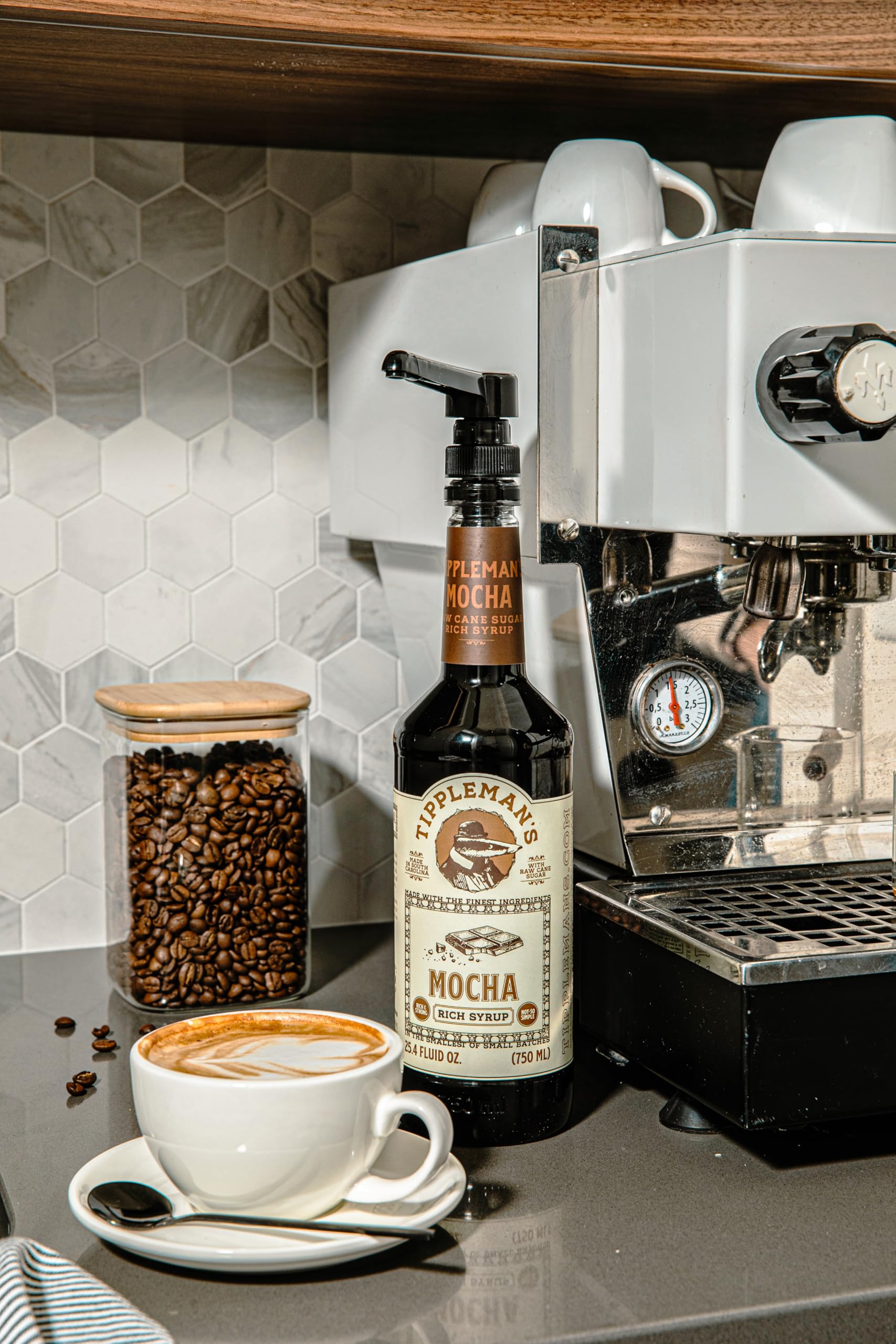 Iced coffee featuring Tippleman's Mocha Syrup for a chocolatey twist.