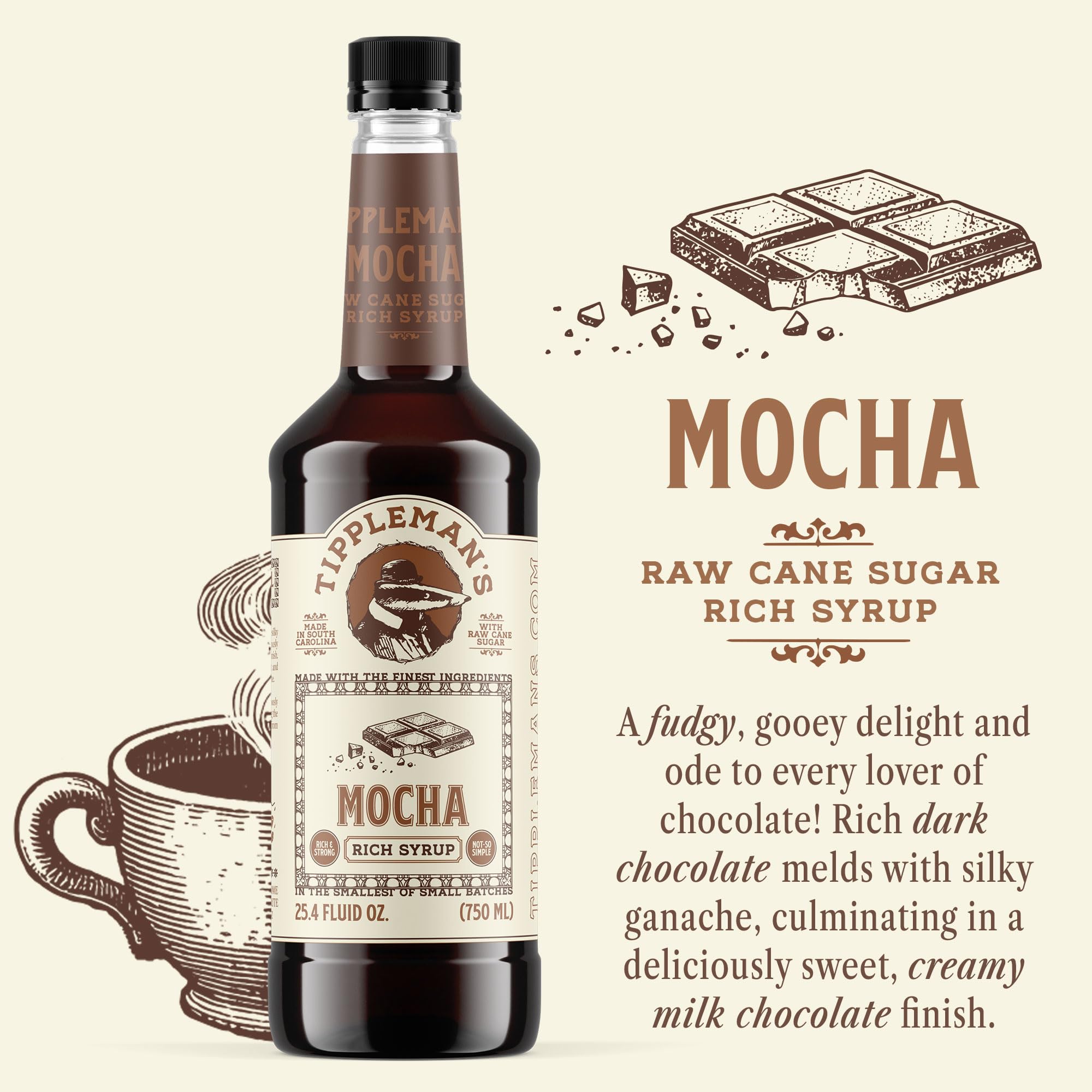 Tippleman's Mocha Syrup drizzle on a whipped dessert topping.