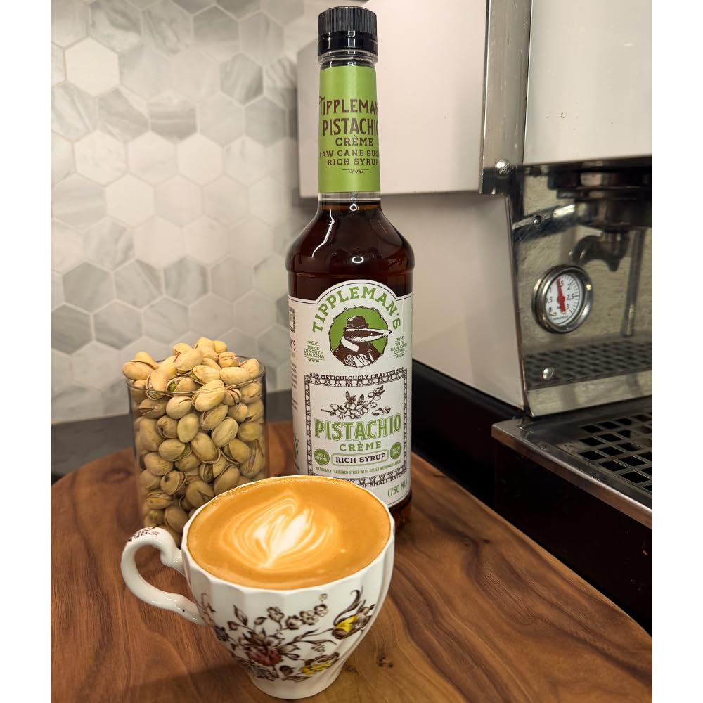 Tippleman's Pistachio Créme Syrup drizzled on waffles elevates breakfast treats.