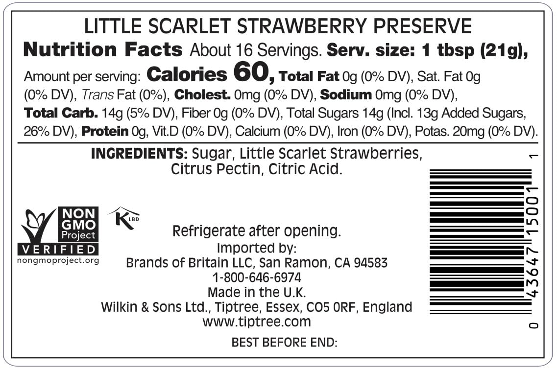 Close-up of Tiptree Little Scarlet preserve highlighting vibrant color and glossy texture.