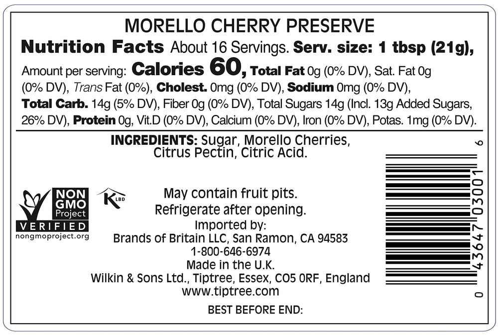 Tiptree Morello Cherry Preserve on toast with cheese or pastries.