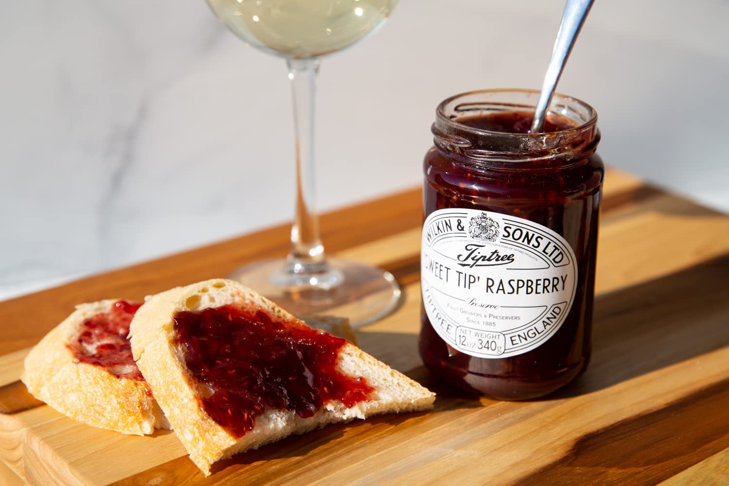 Tiptree Raspberry Preserve spread on toast for a quick breakfast