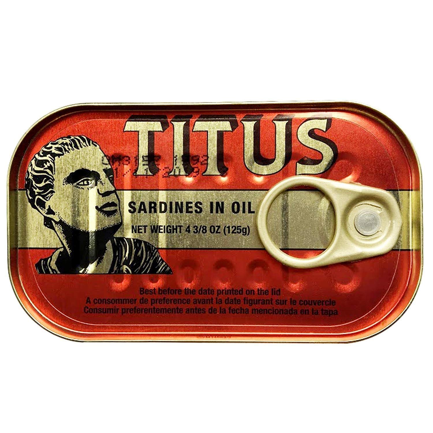 Titus Sardines Ready-to-Eat Snack for crackers or salads.