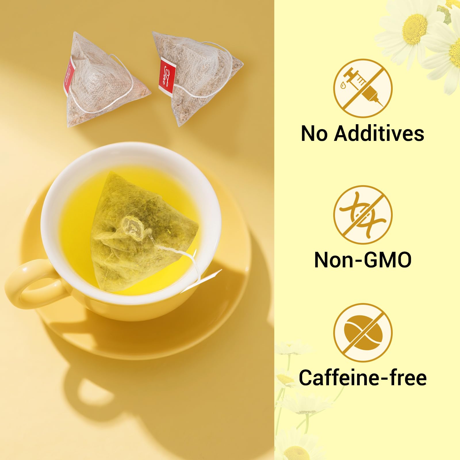 Tiucm Chamomile Tea Bags biodegradable filter highlight eco-friendly packaging and convenience.