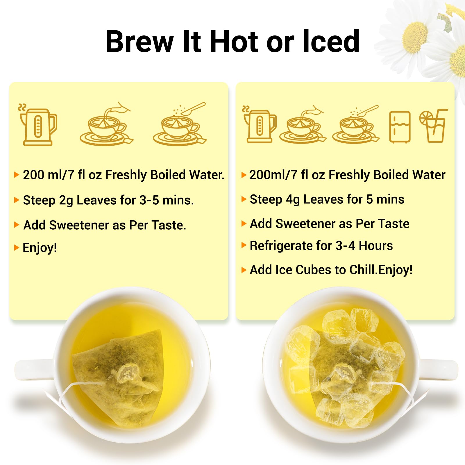 Tiucm Chamomile Tea Bags caffeine-free infusion ideal for evening relaxation.