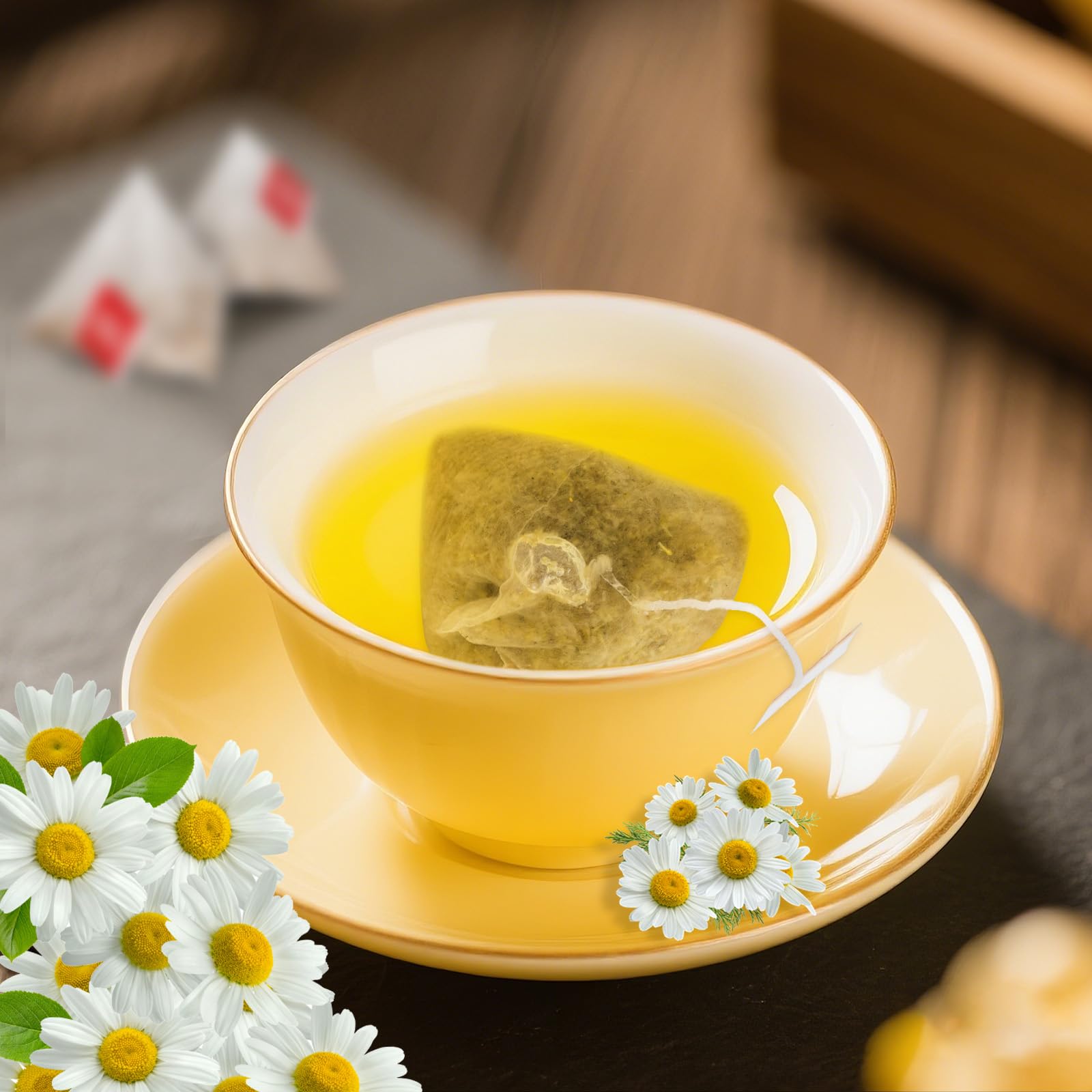 Tiucm Chamomile Tea Bags fresh aroma in resealable bag for daily tea ritual.