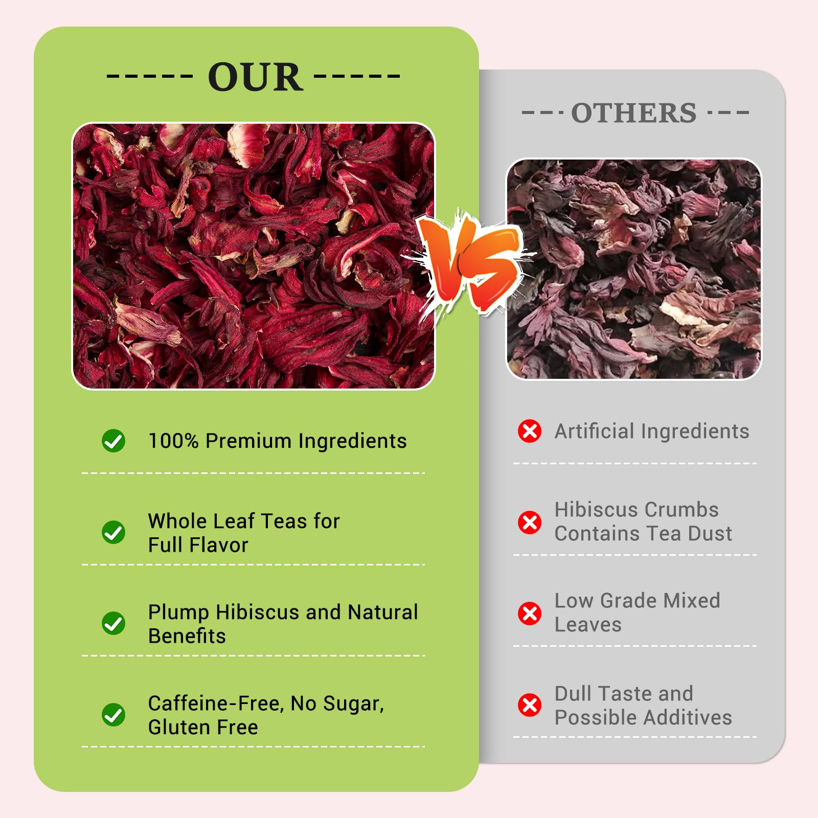 Tiucm hibiscus tea ingredients badge shows vitamin rich blend