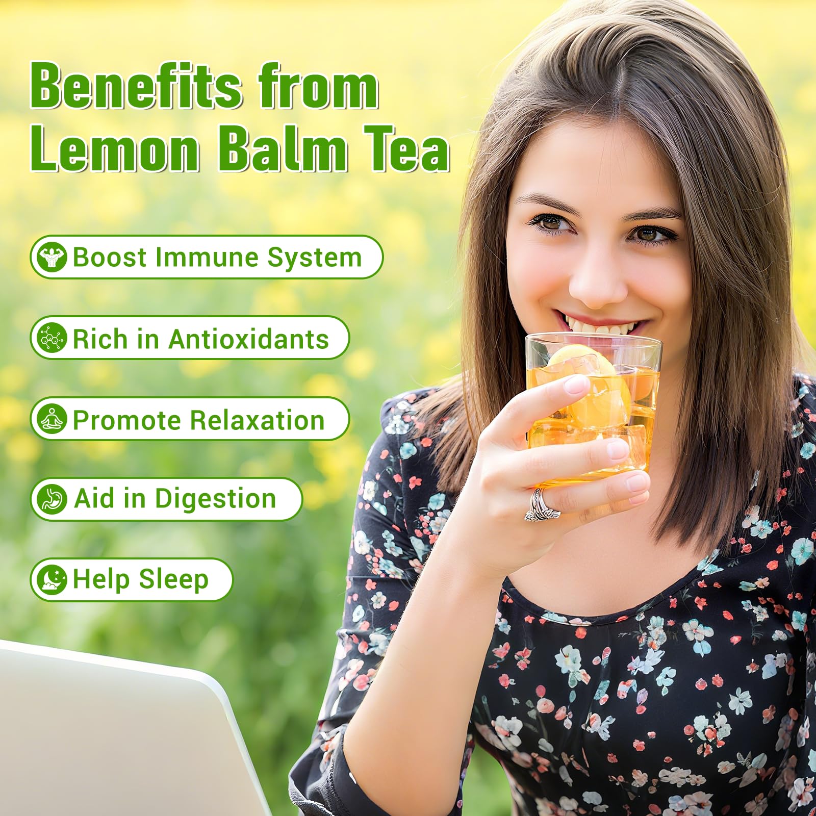 Tiucm Lemon Balm Tea dried leaves show pure, natural lemon balm quality.