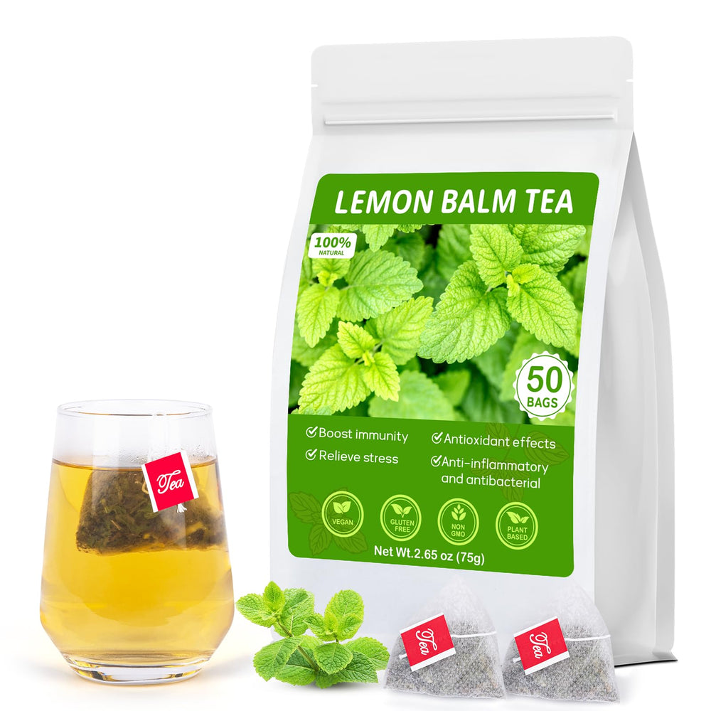 Tiucm Lemon Balm Tea packaging showcases convenient, additive-free single-serve design.