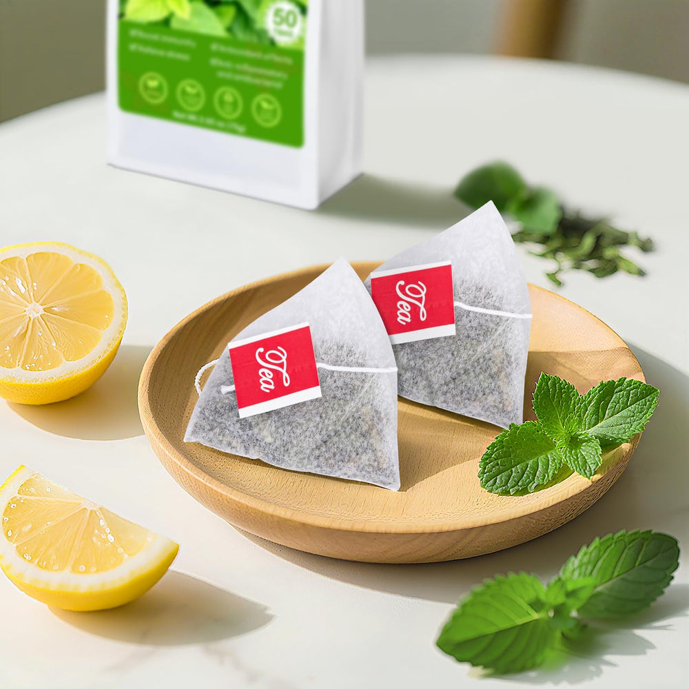 Tiucm Lemon Balm Tea product shot highlights 50 bags per pack.