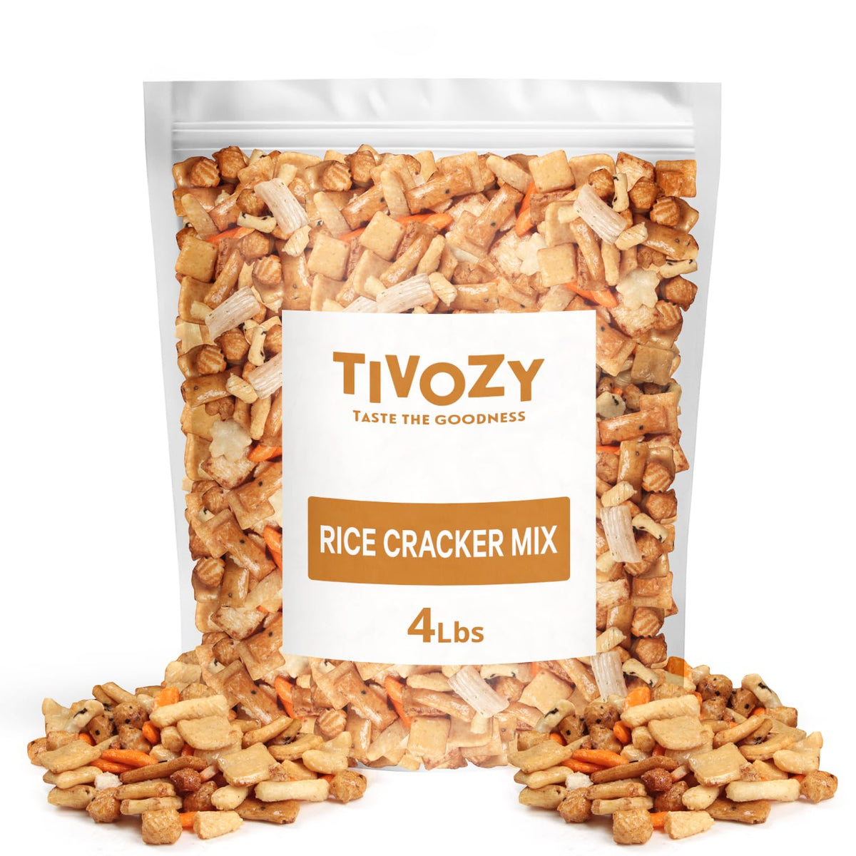 Tivozy Rice Cracker Mix variety assortment for party snacking and family gatherings.