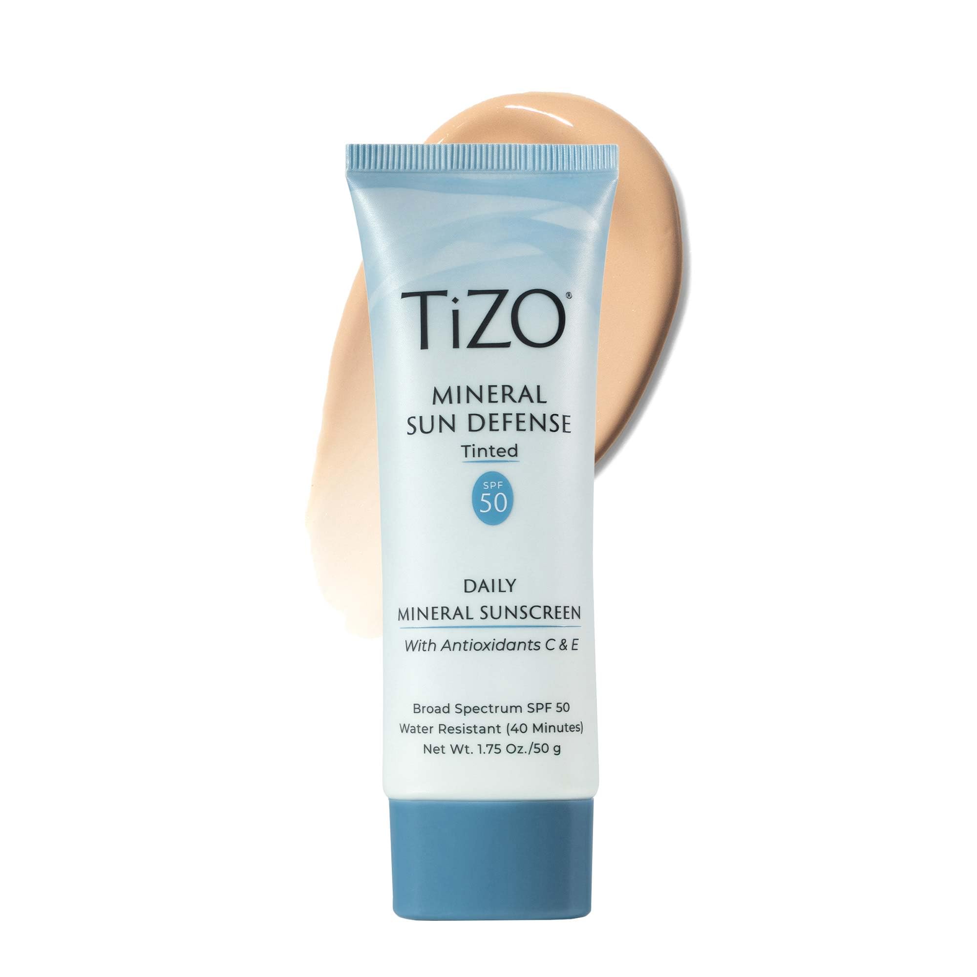 TiZO Mineral Sun Defense tinted bottle with lightweight satin finish for daily wear.