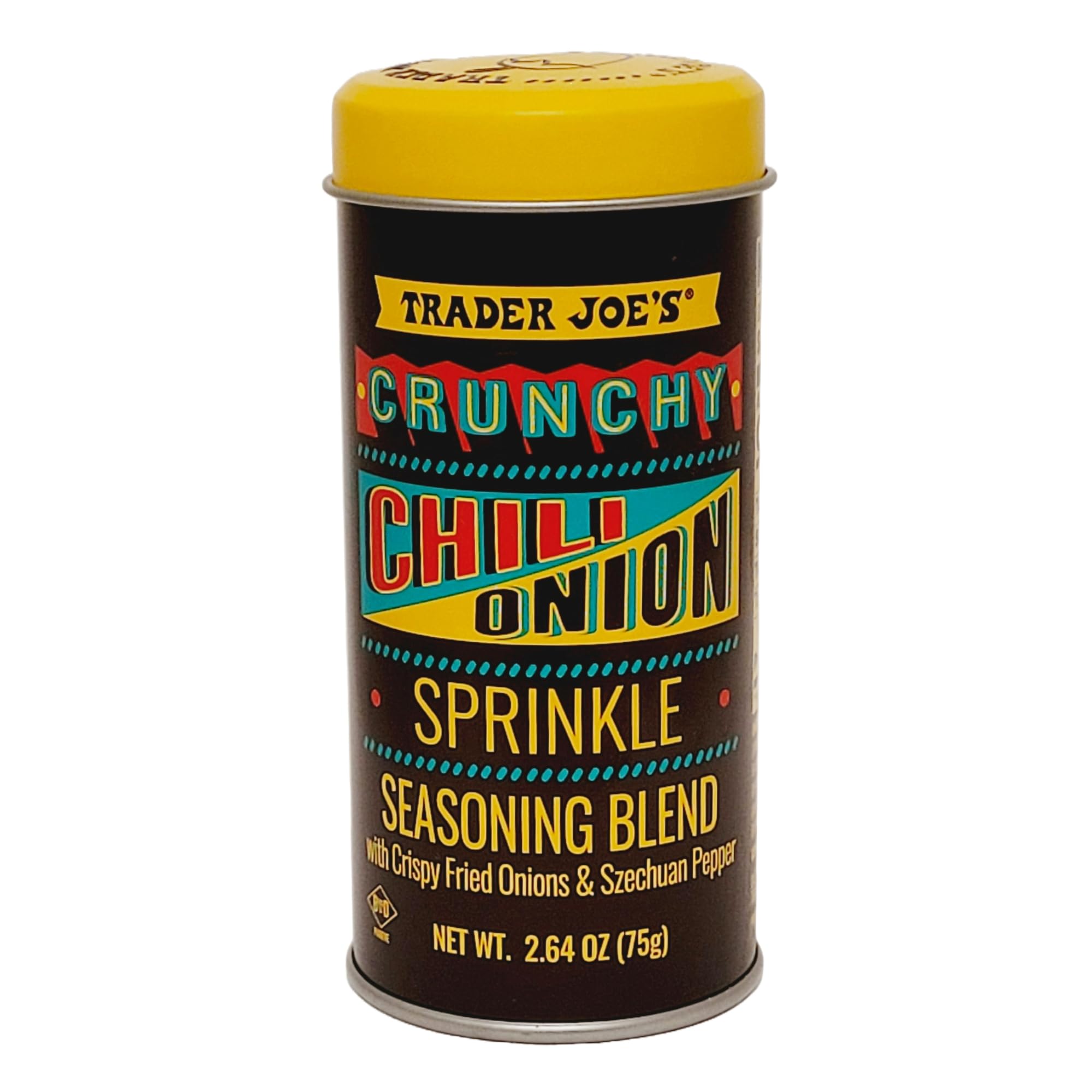 TJ's Crunchy Chili Onion Sprinkle bottle adds bold flavor and crunch.