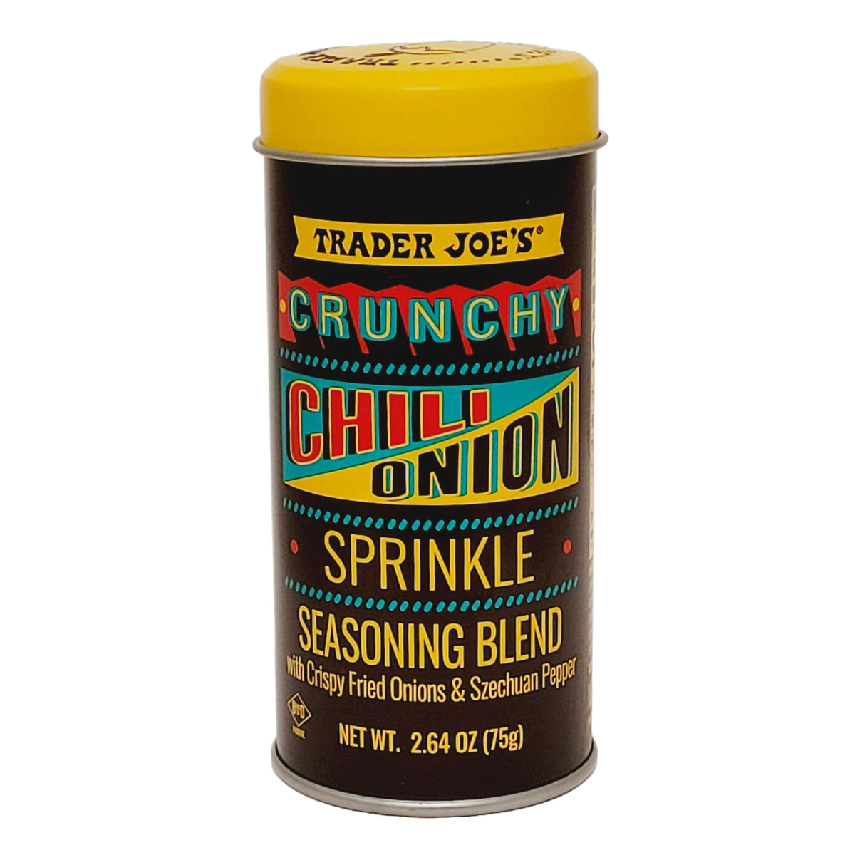 TJ's Crunchy Chili Onion Sprinkle bottle adds bold flavor and crunch.