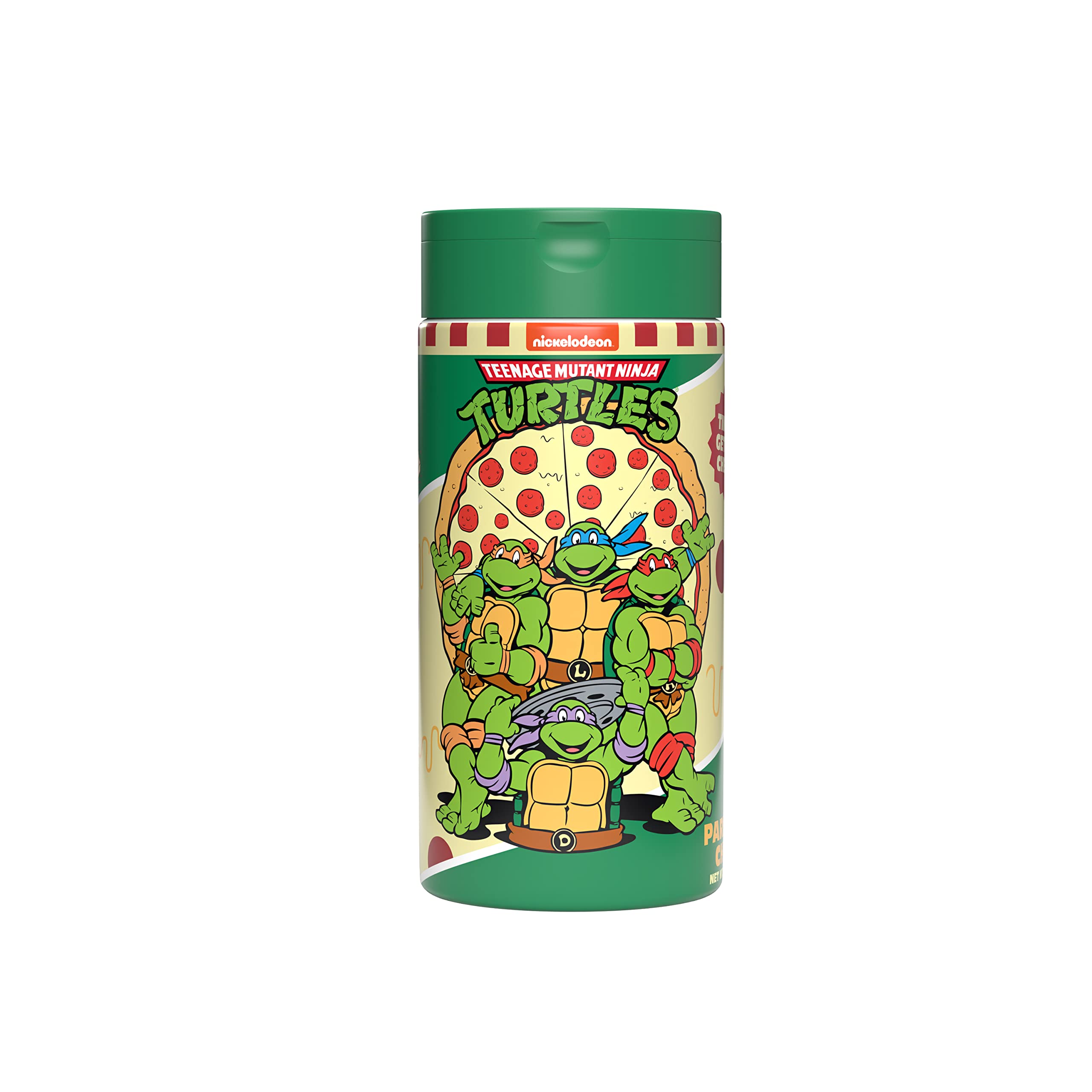 TMNT parmesan canister shaker ready for easy pizza topping and salads
