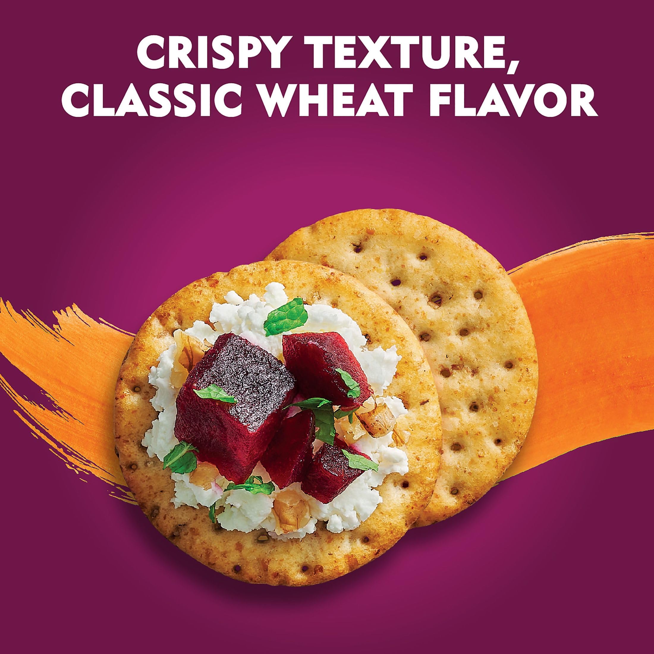 Toasteds Harvest Wheat Crackers on a party platter with dips