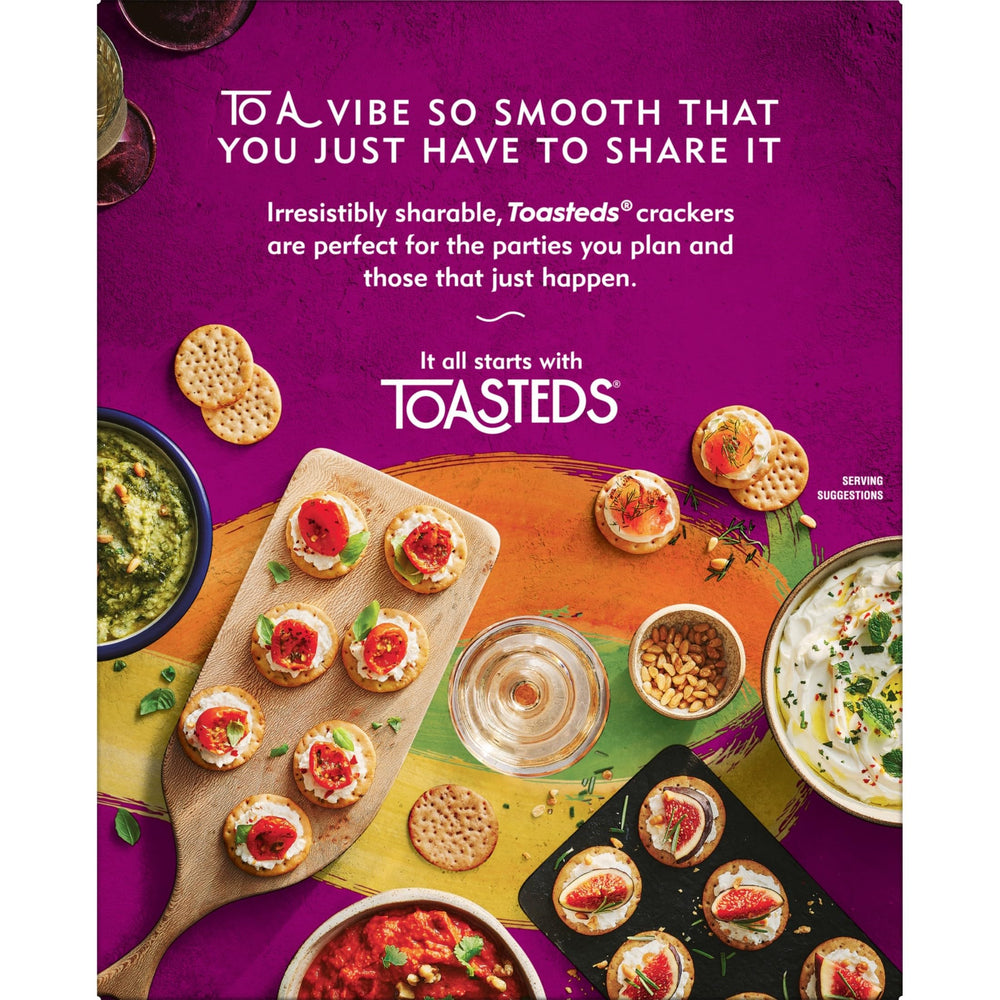 Toasteds crackers close-up showing toasty texture and even browning.