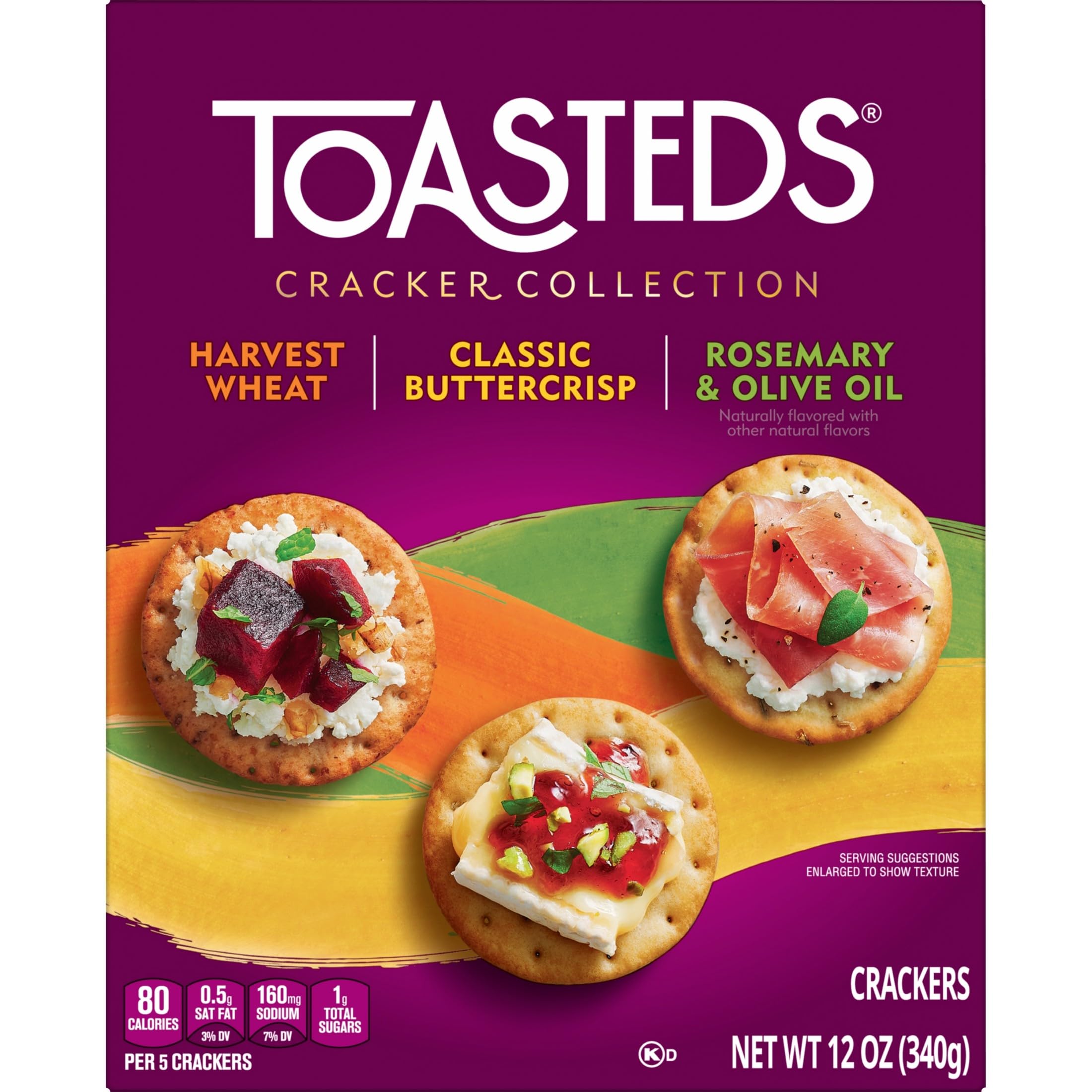 Toasteds packaging highlights freshness in a 12oz box.