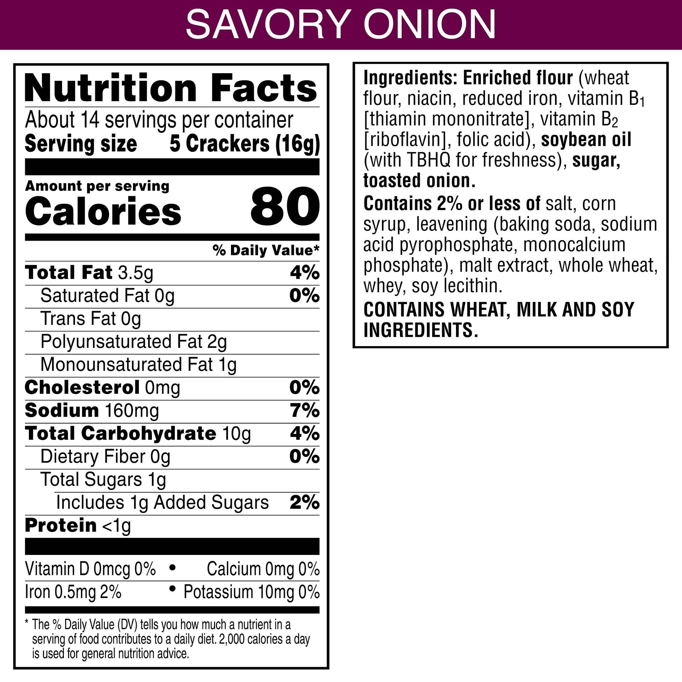 Toasteds Savory Onion crackers beside a cheese board, ideal with cheeses