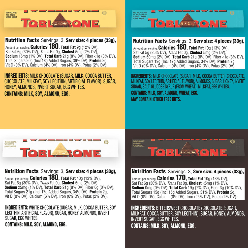 TOBLERONE dark chocolate bar with triangular peaks, bold flavor for a sophisticated snack.