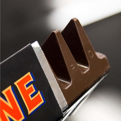 Swiss heritage Toblerone bar with triangular peaks.