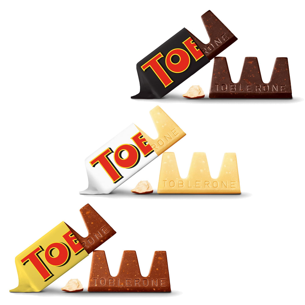 TOBLERONE mini white bars have a smooth vanilla finish