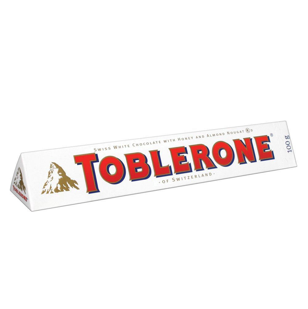 Toblerone White Chocolate unwrapped showing triangular segments for sharing