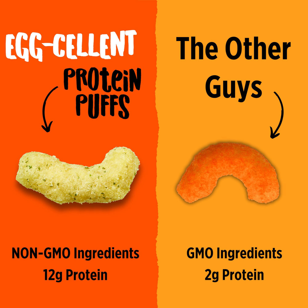 Todd's Egg-Cellent Protein Puffs gluten-free label signals allergy-conscious snacking.