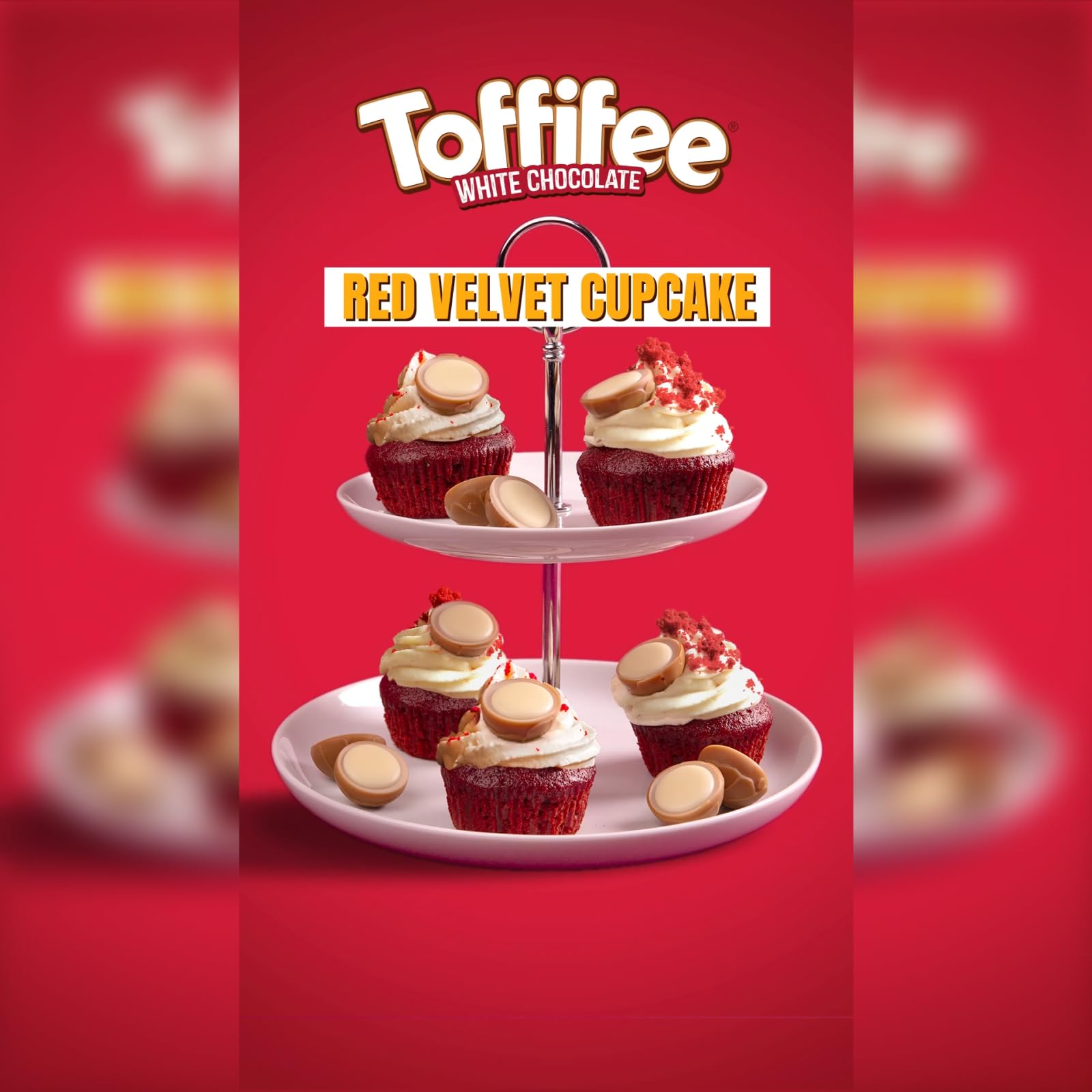 Toffifee White Chocolate on a wooden table, inviting as a light snack or gift.