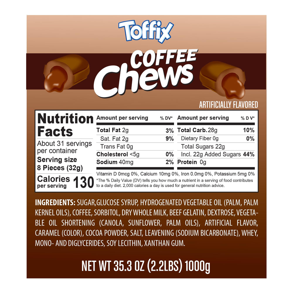 Toffix Coffee Chews close-up highlights creamy texture and inviting center.