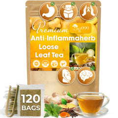 TOG999 Anti-Inflammaheb tea bags pack closeup highlighting eco-friendly packaging and premium blend.