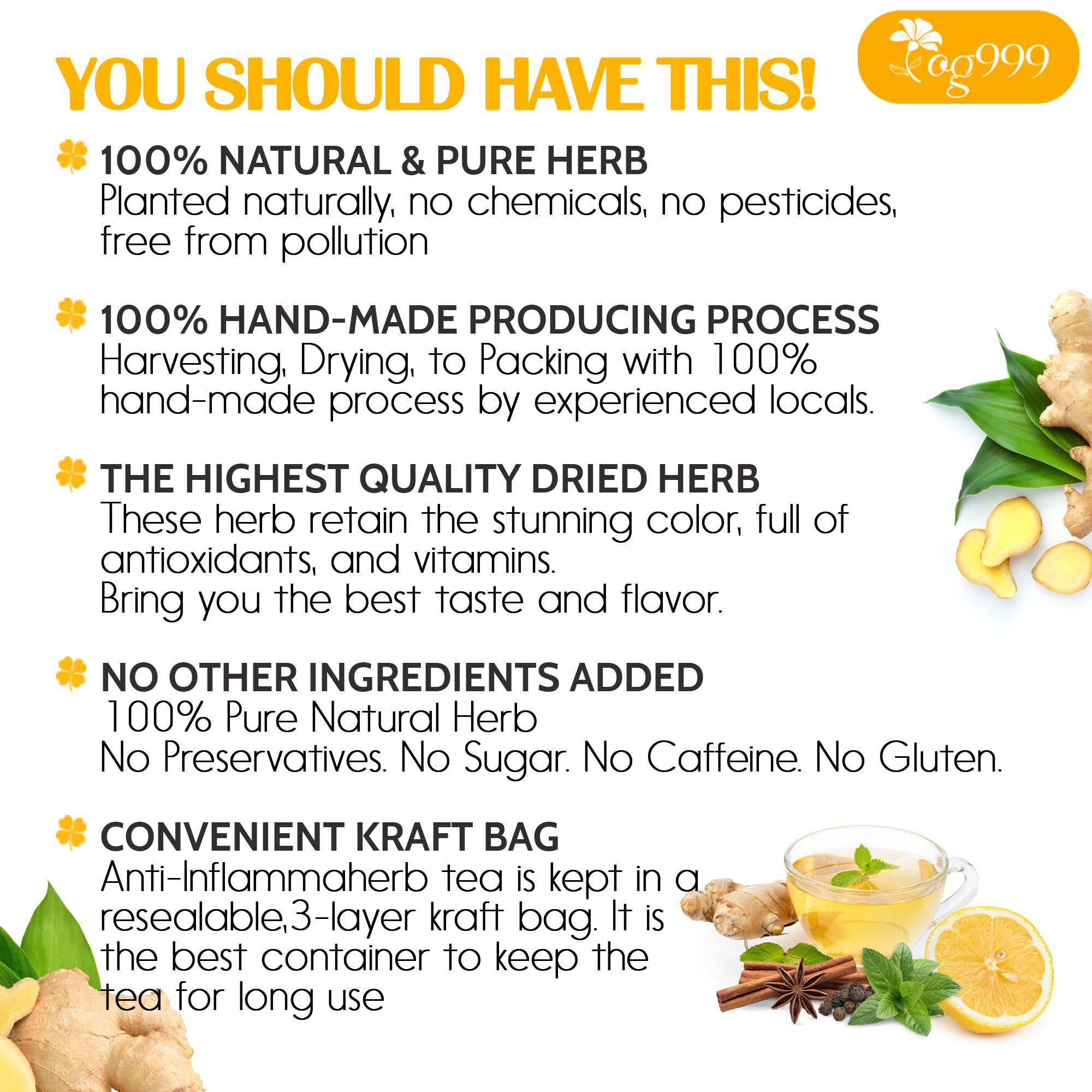 TOG999 Anti-Inflammaheb handmade process preserves freshness and aroma