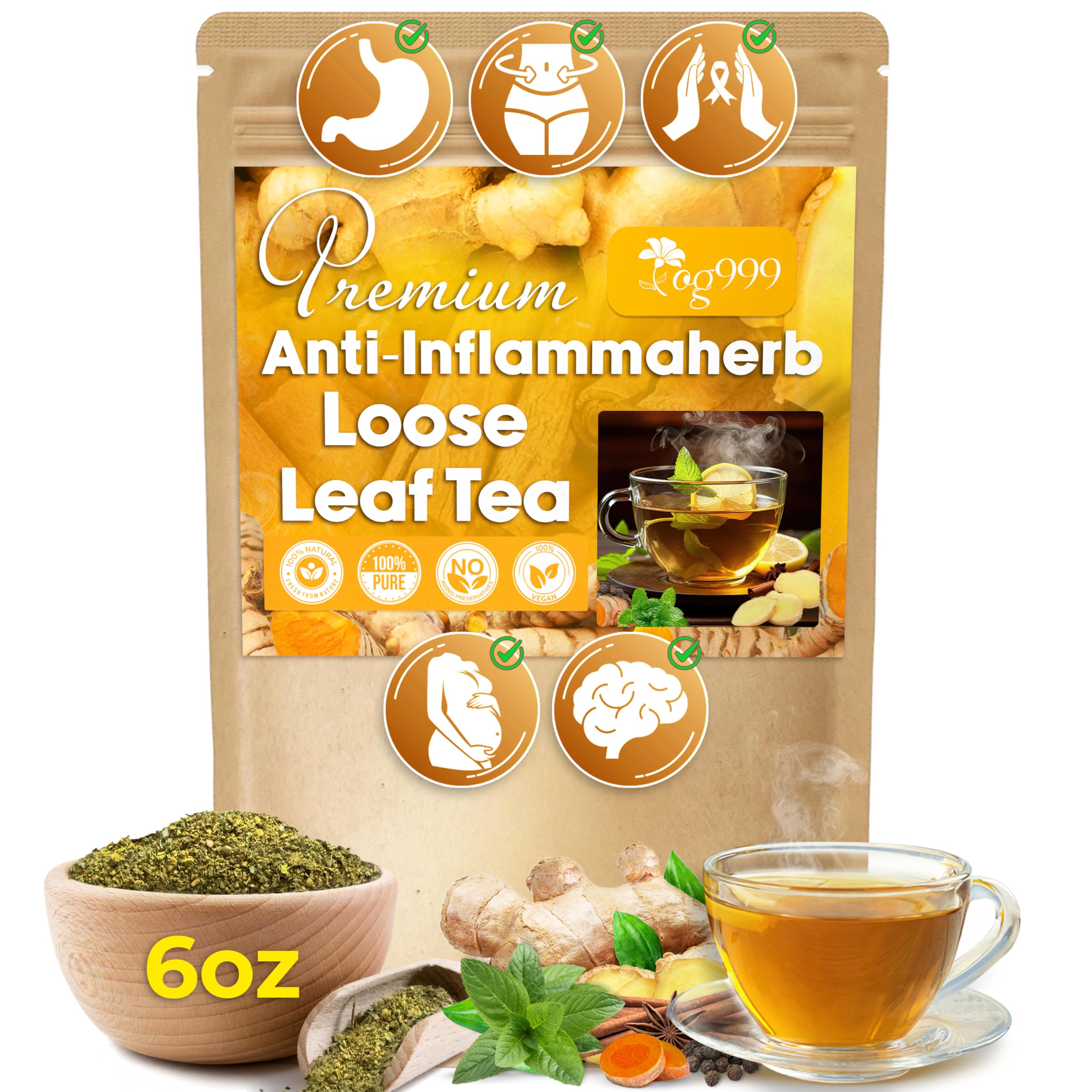 TOG999 Anti-Inflammaheb loose-leaf tea bags ready for a soothing cup
