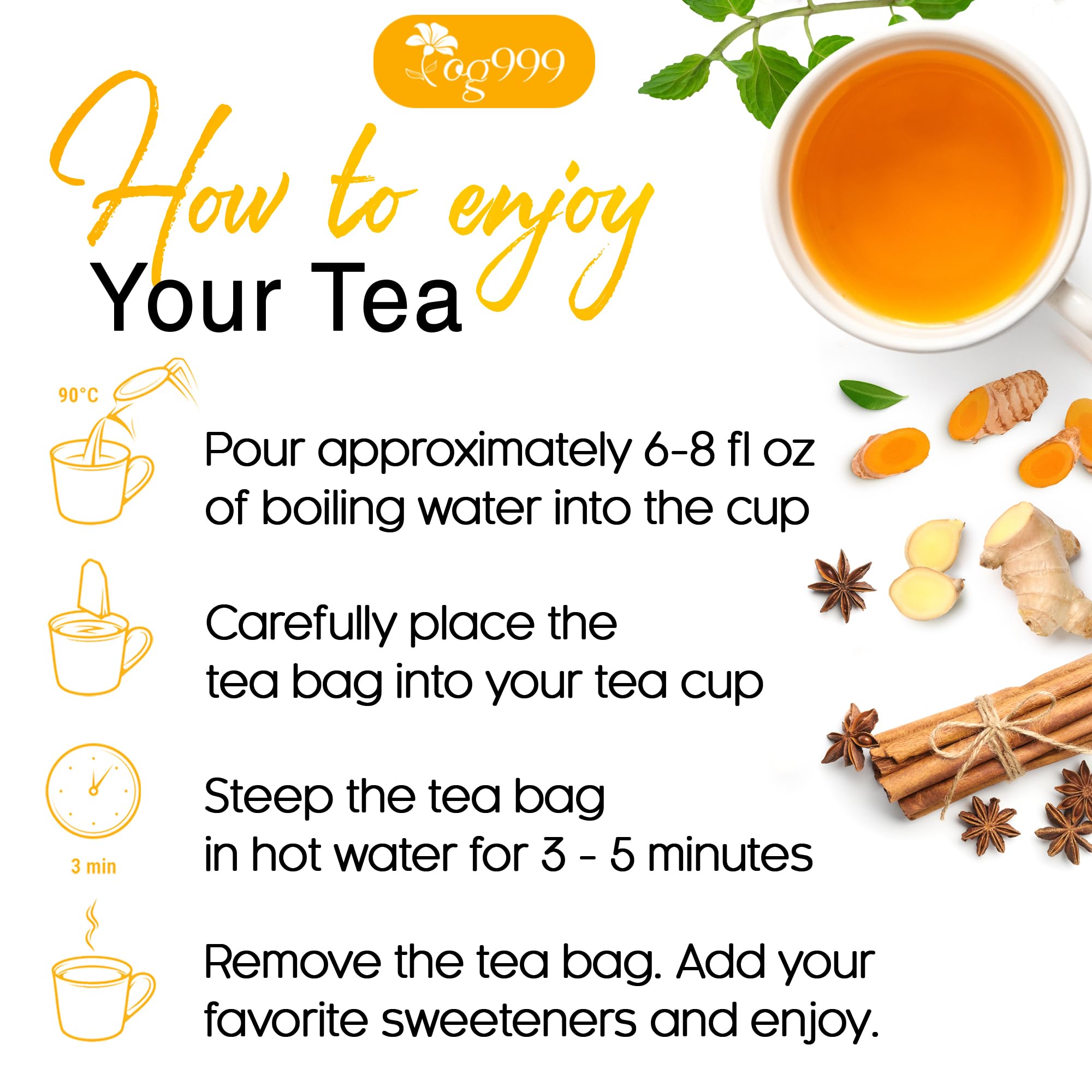 TOG999 Anti-Inflammaheb steeping tea in cup setup
