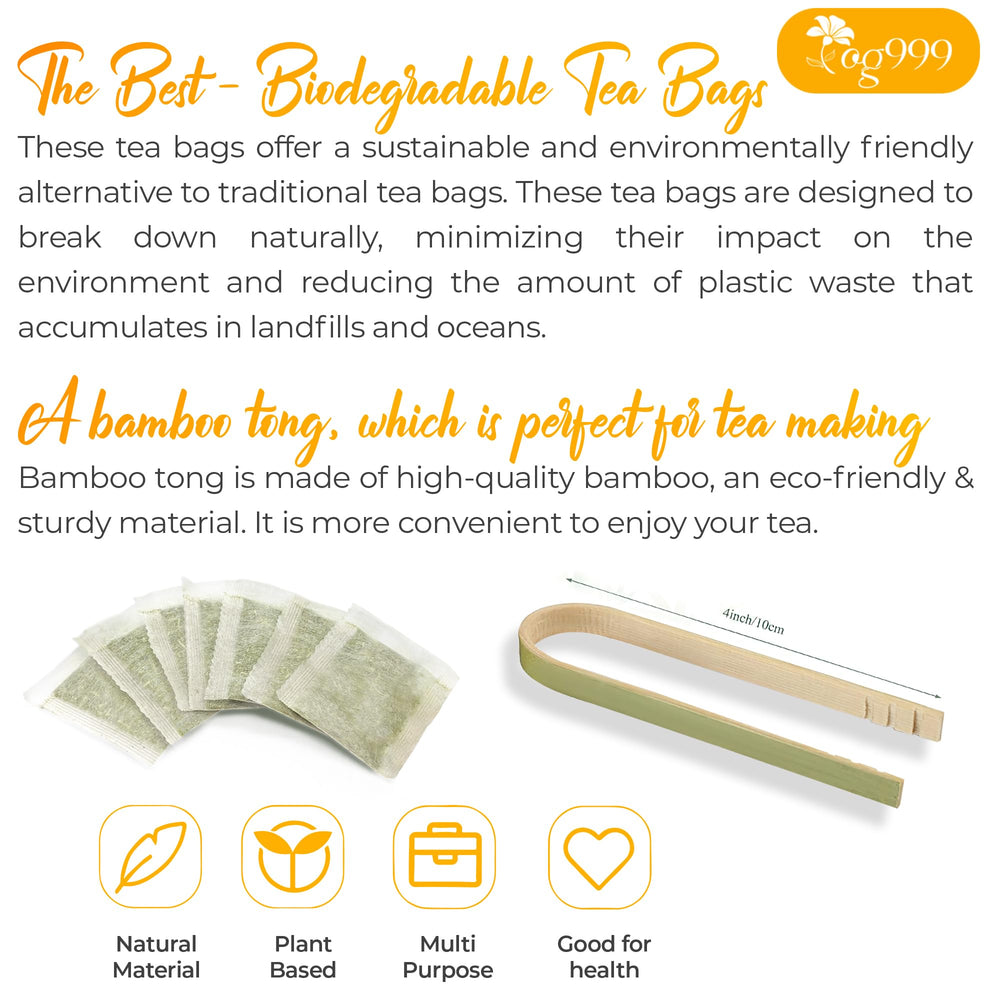 TOG999 Convenient tea bags ready for home, office, or travel.