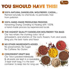 TOG999 Dandelion and Wolfberry ingredients close-up show natural freshness.