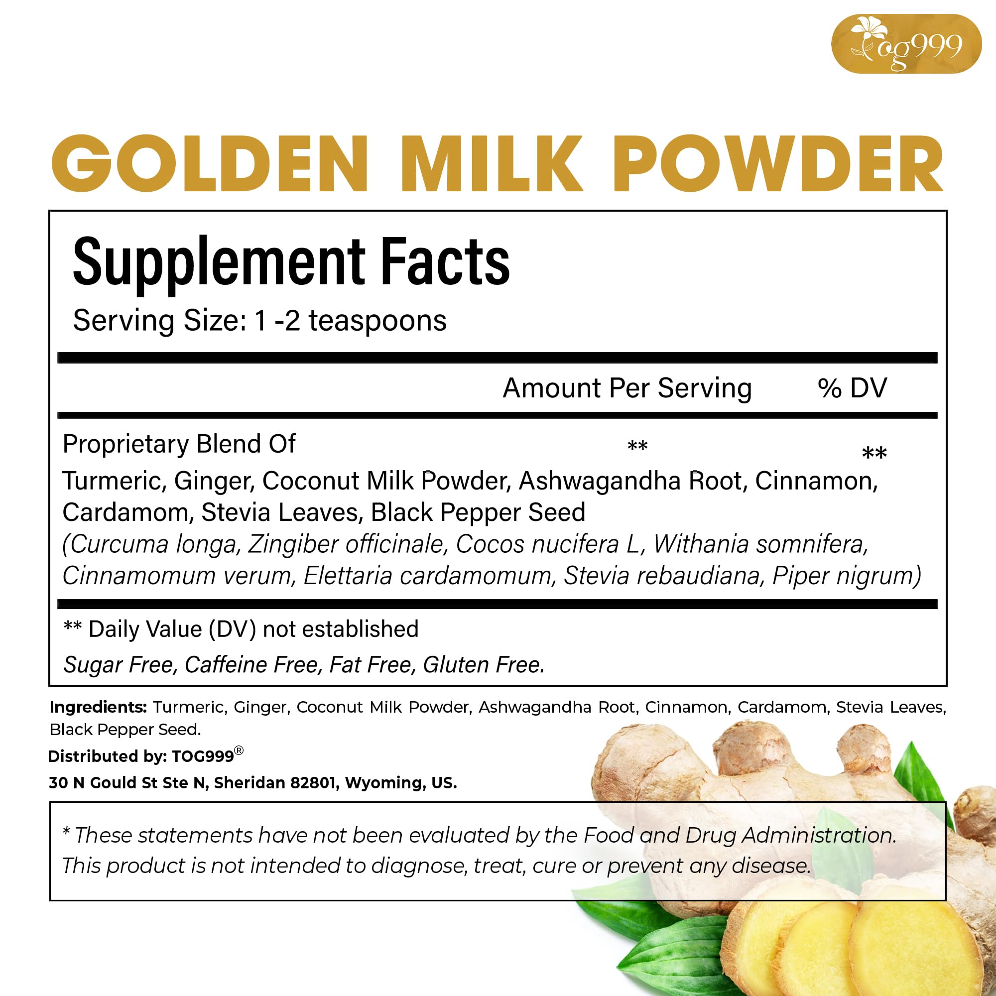 TOG999 Golden Milk Powder spoonful ready for latte, tea, or smoothie