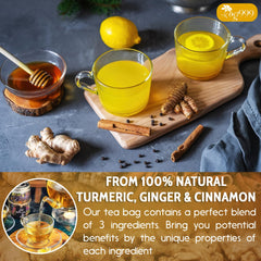 TOG999 ingredients image presents turmeric, ginger, and cinnamon for flavor.